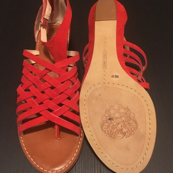 Vince Camuto Womens Suede Strappy Sandals Red Sz 9 - Picture 4 of 8